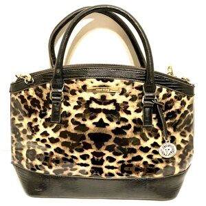 Anne Klein Black & Animal Leopard Print Dome Handbag Purse